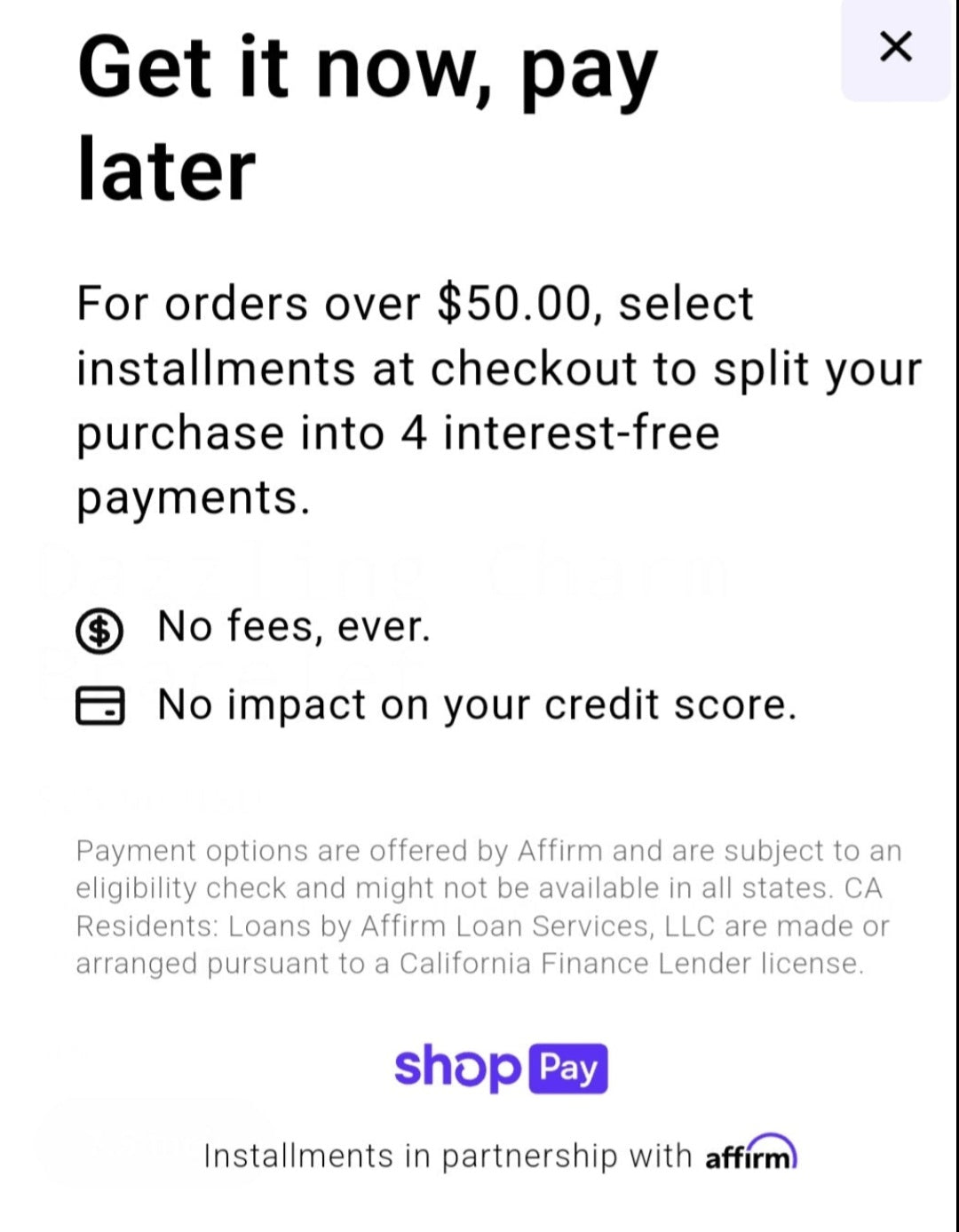 ShopPay/Buy Now Pay Later