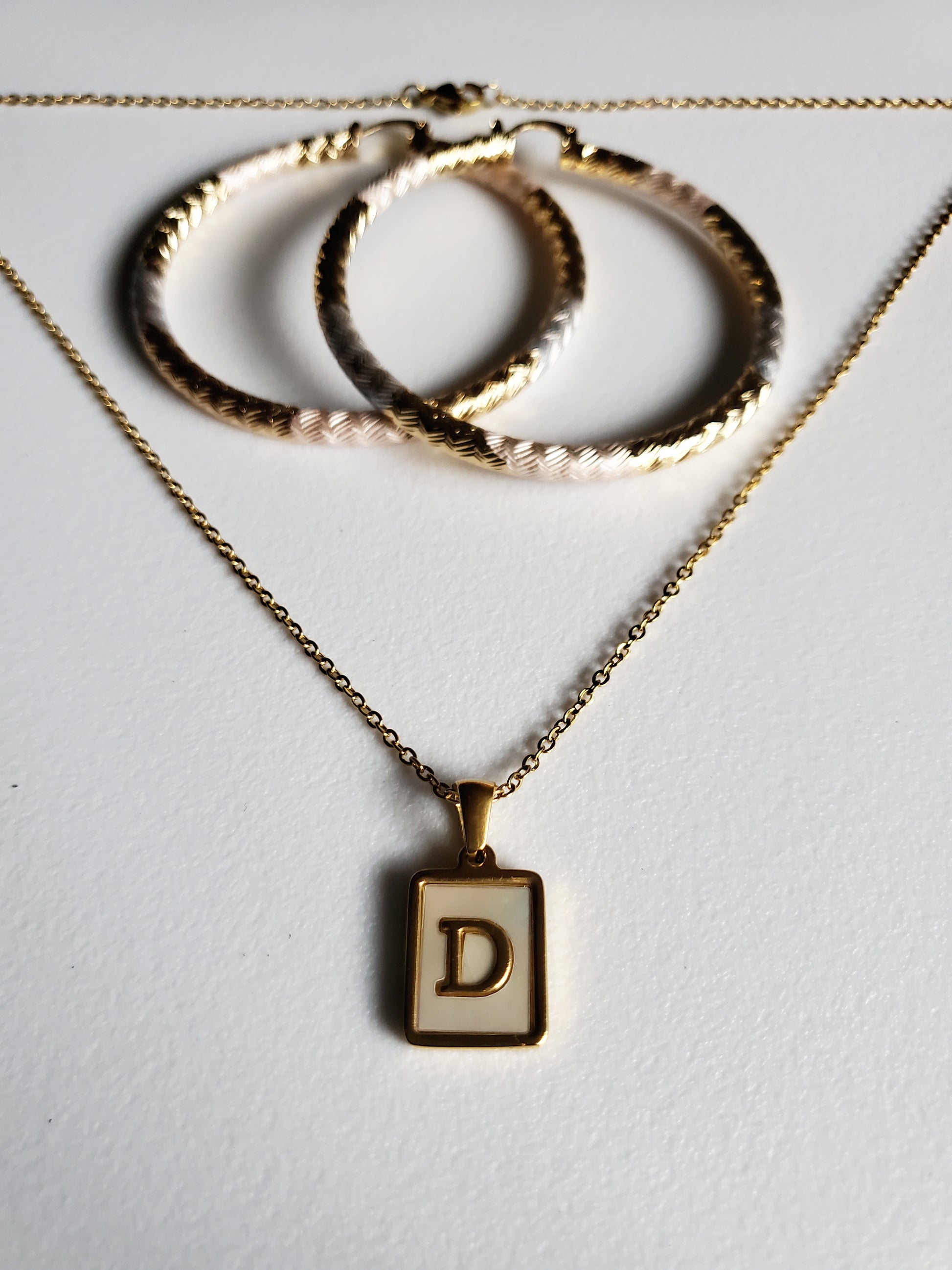 Gold Stainless steel Initial Necklace