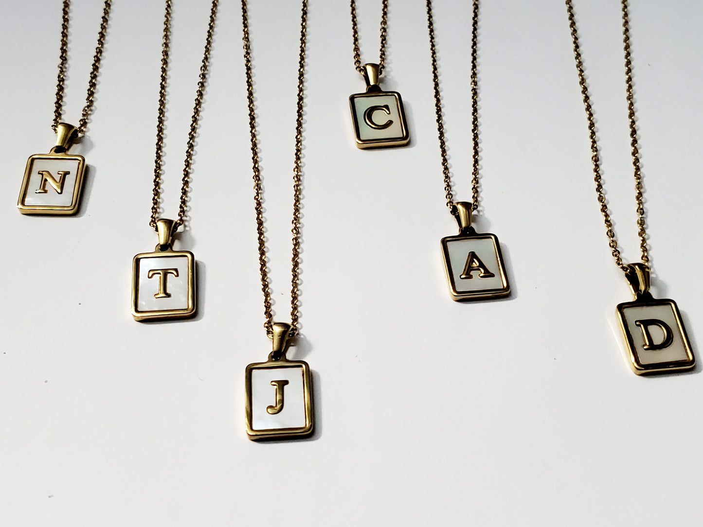 Gold Stainless steel Initial Necklace