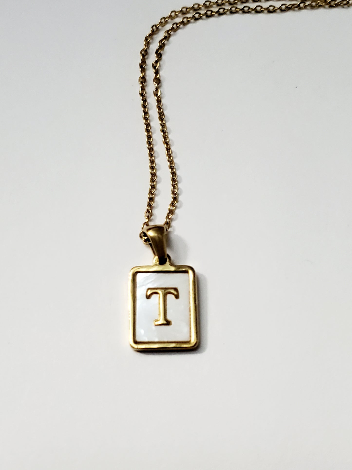 Gold Stainless steel Initial Necklace