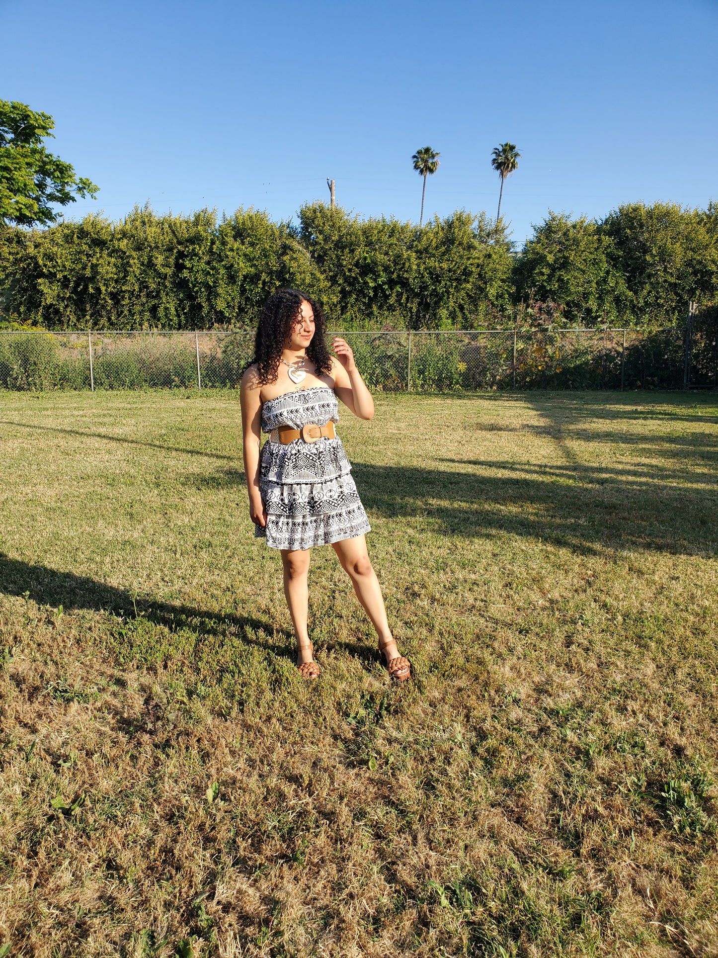 Aztec Print Strapless Dress