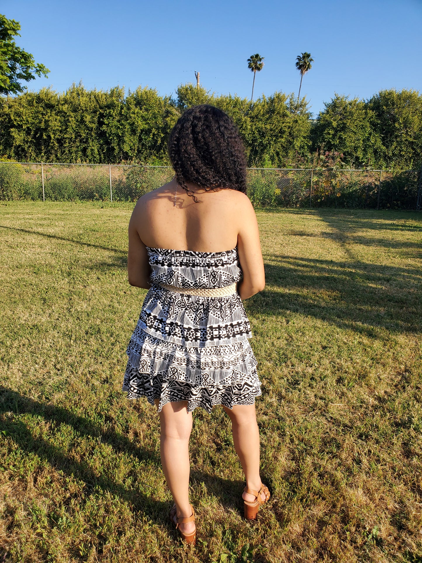 Aztec Print Strapless Dress