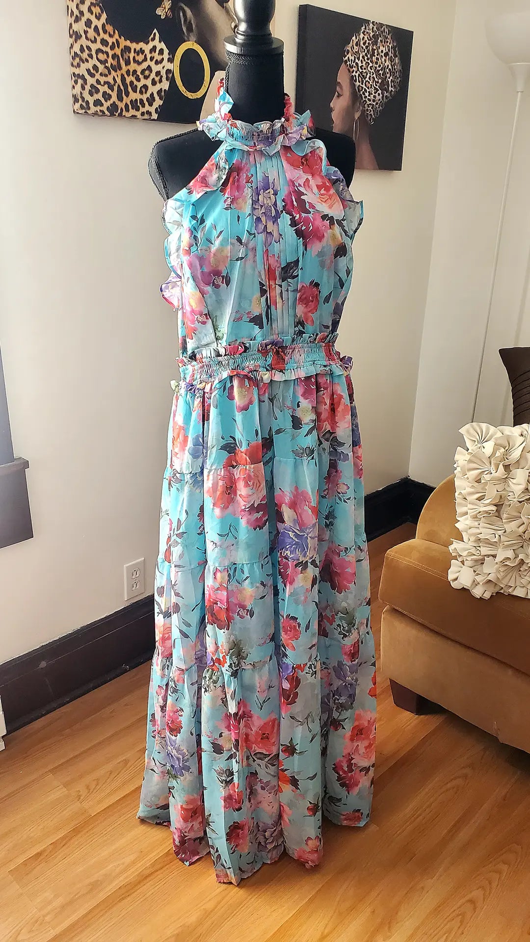 Blue Floral Maxi Dress 