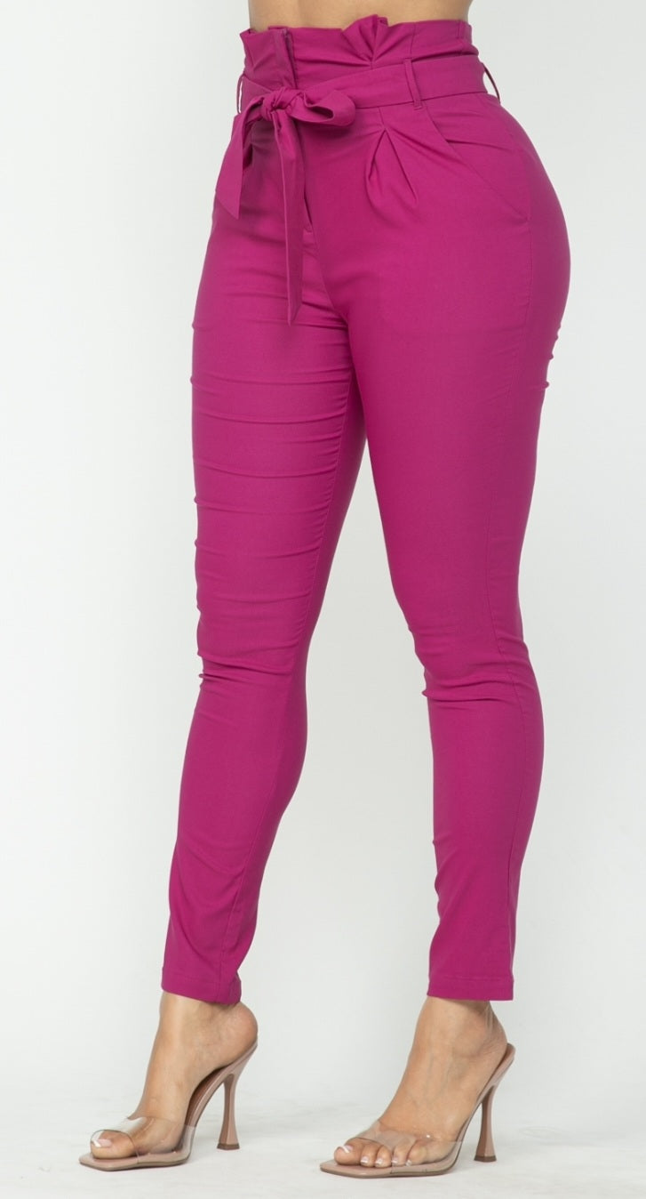 Magenta Tie waist Pant