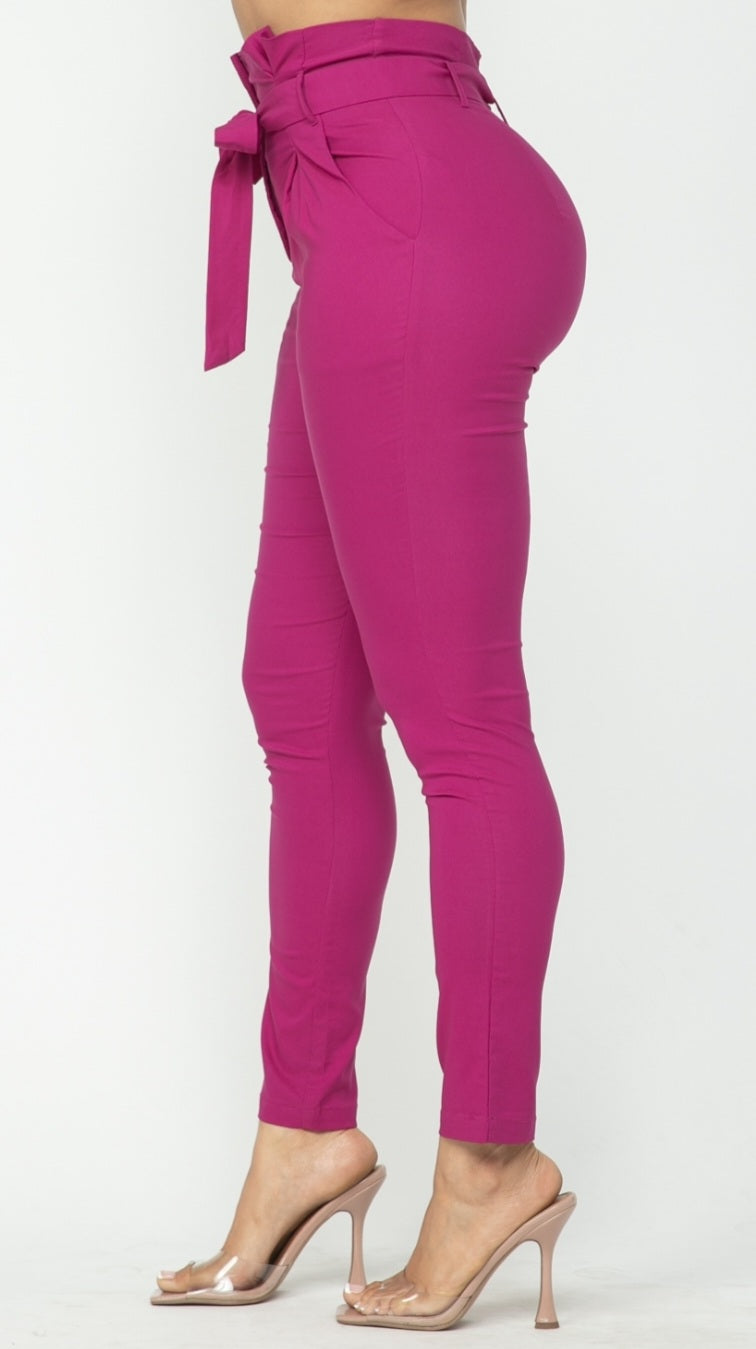 Magenta Tie waist Pant