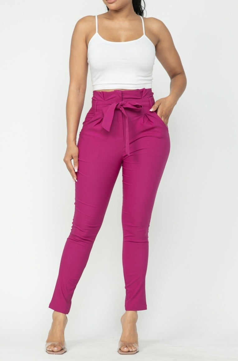 Magenta Tie waist Pant