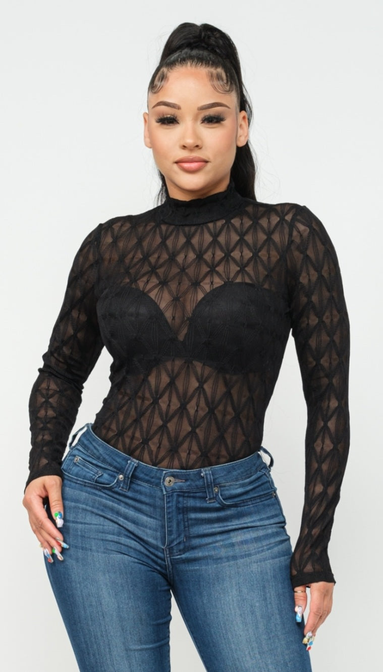 Black Mesh Bodysuit