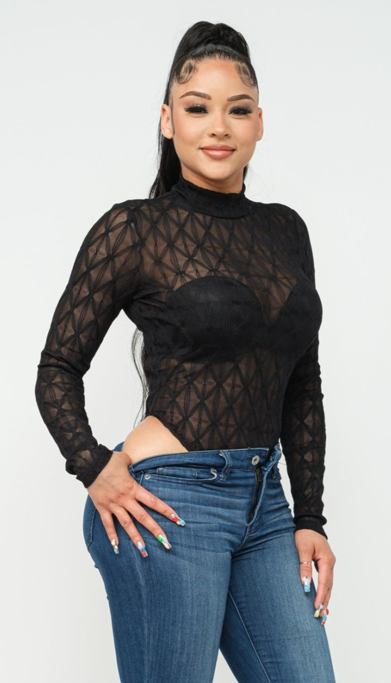 Black Mesh Bodysuit