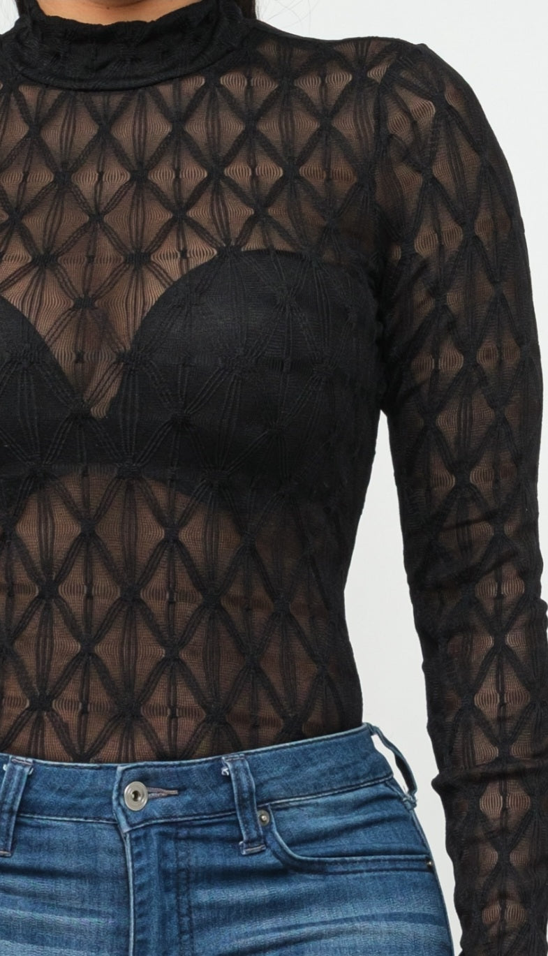 Black Mesh Bodysuit