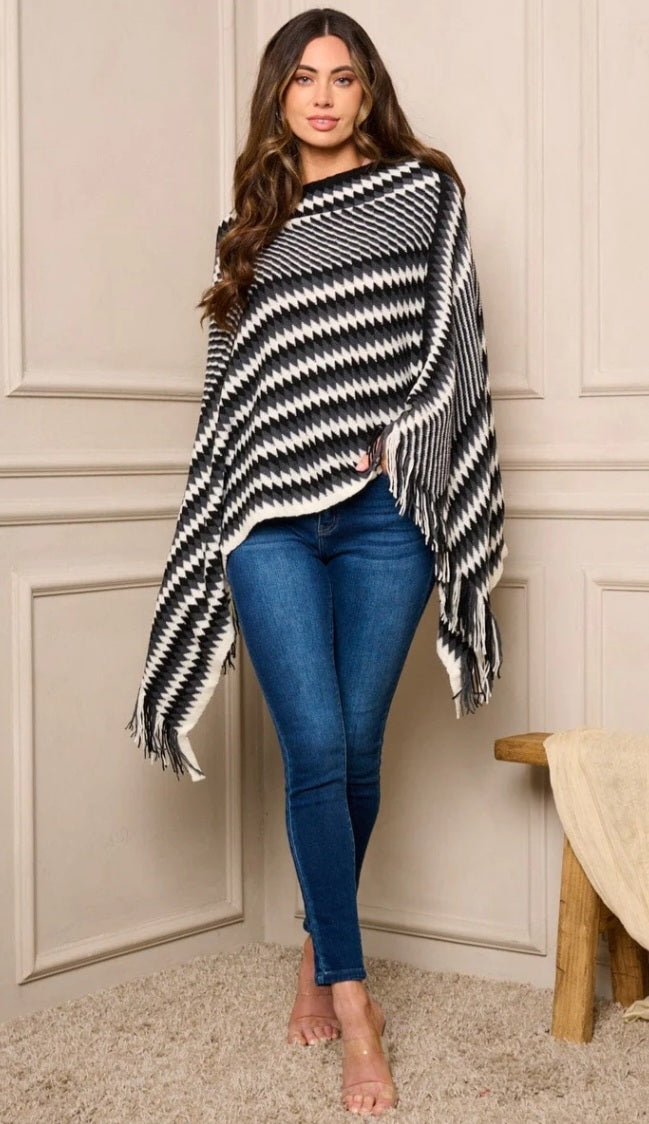 Black/White Poncho