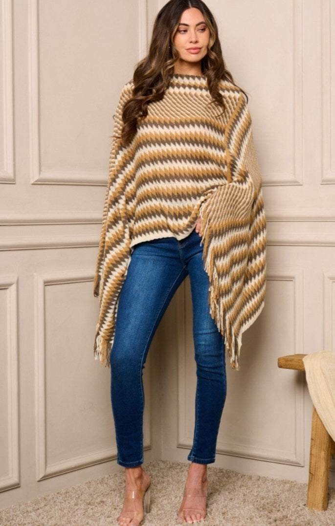 Brown Pullover Poncho