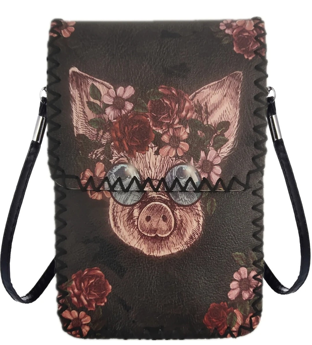 Floral Pig Crossbody Bag 