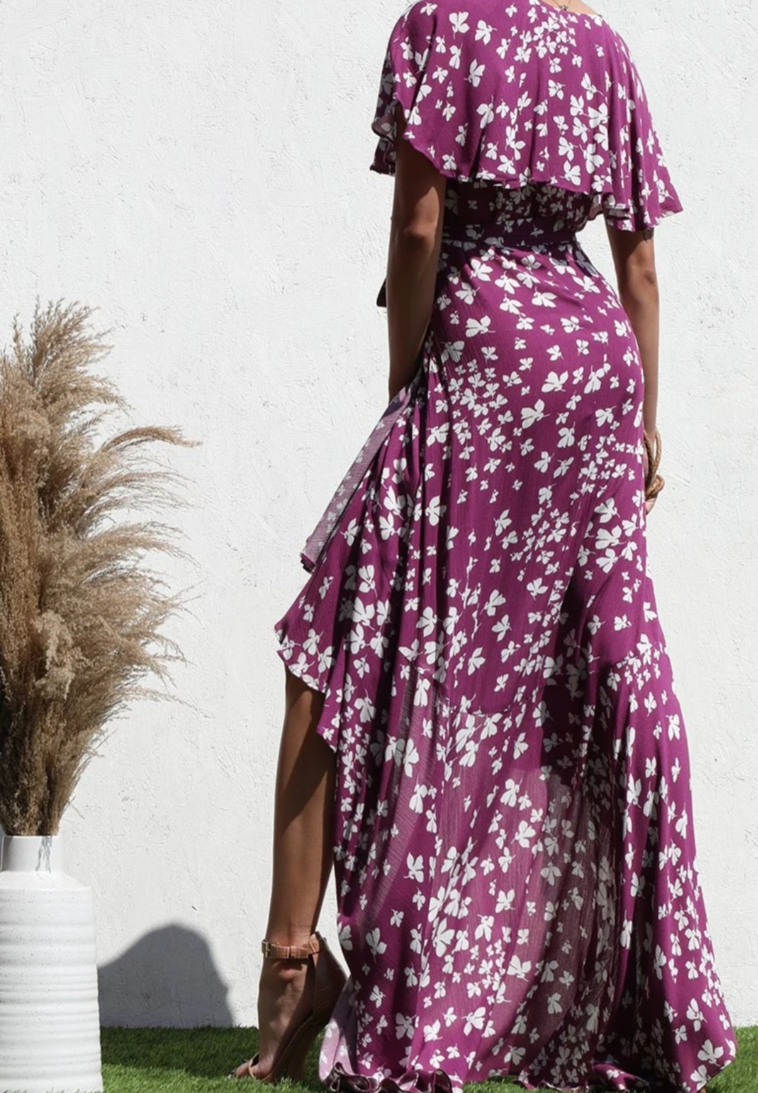 Berry Floral Long Maxi Dress 