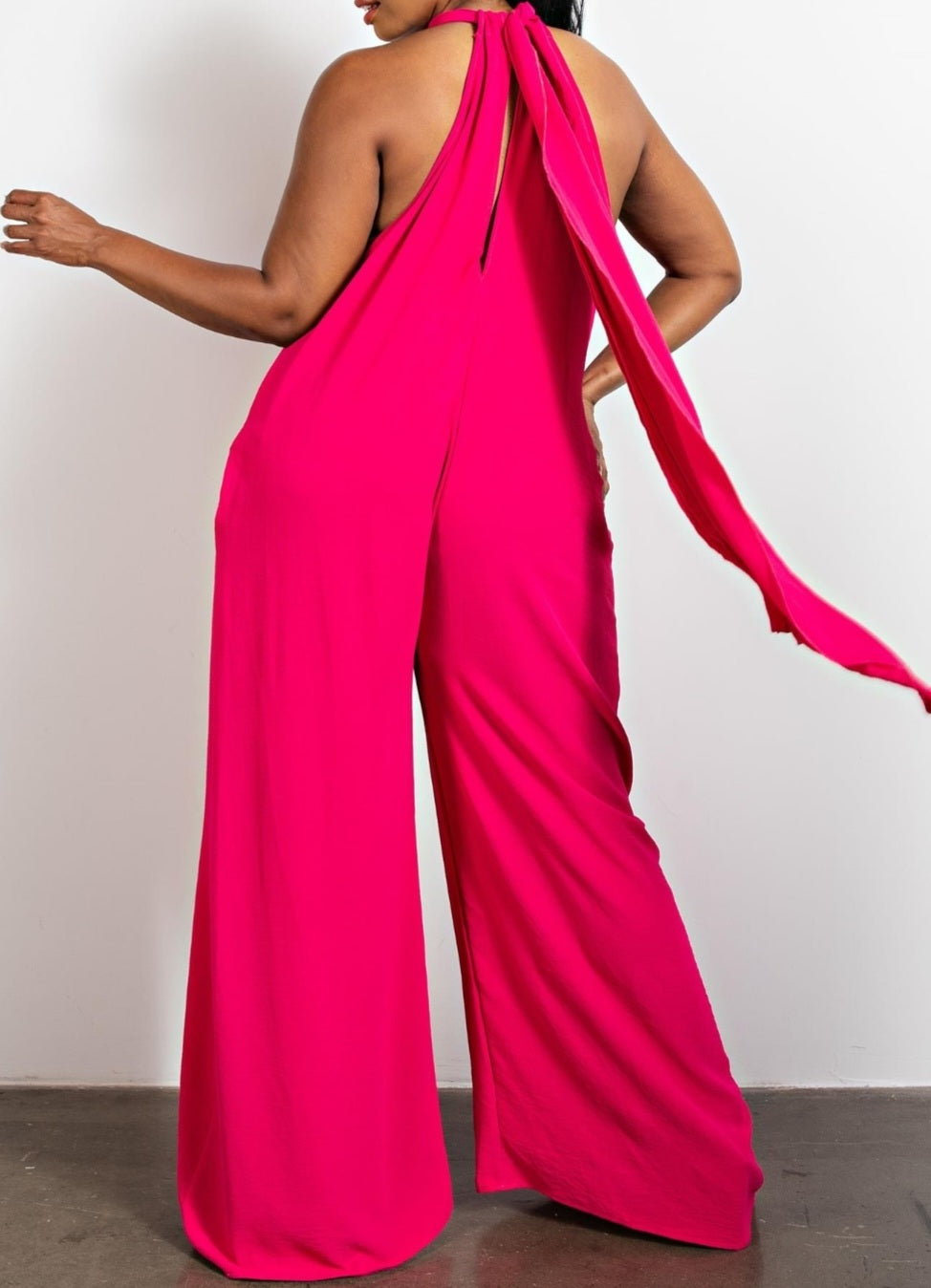 Fuchsia Halter Neck Jumpsuit