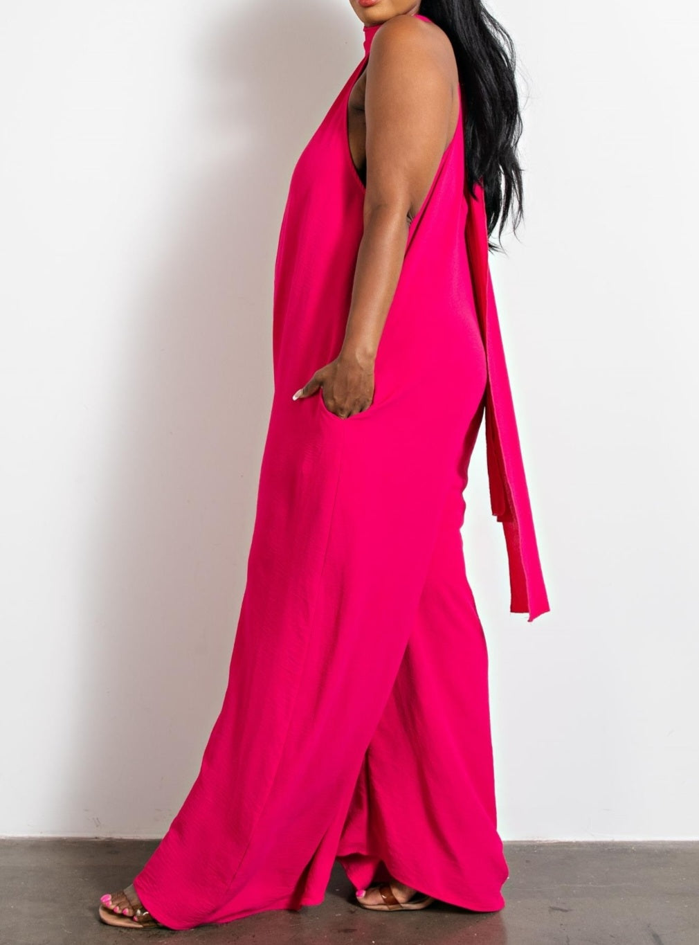 Fuchsia Halter Neck Jumpsuit