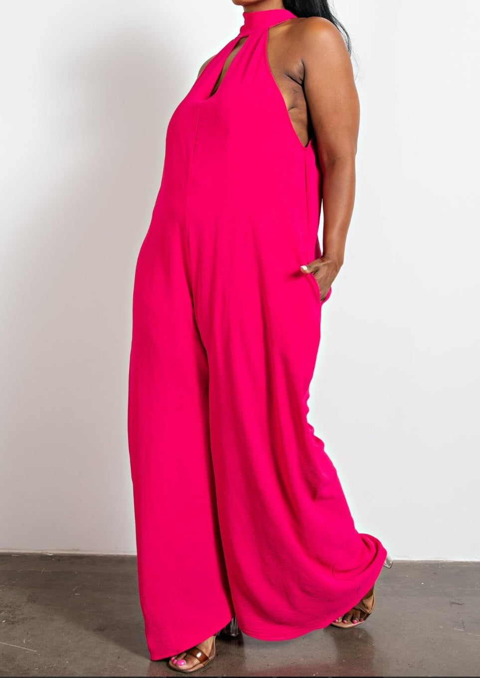 Fuchsia Halter Neck Jumpsuit