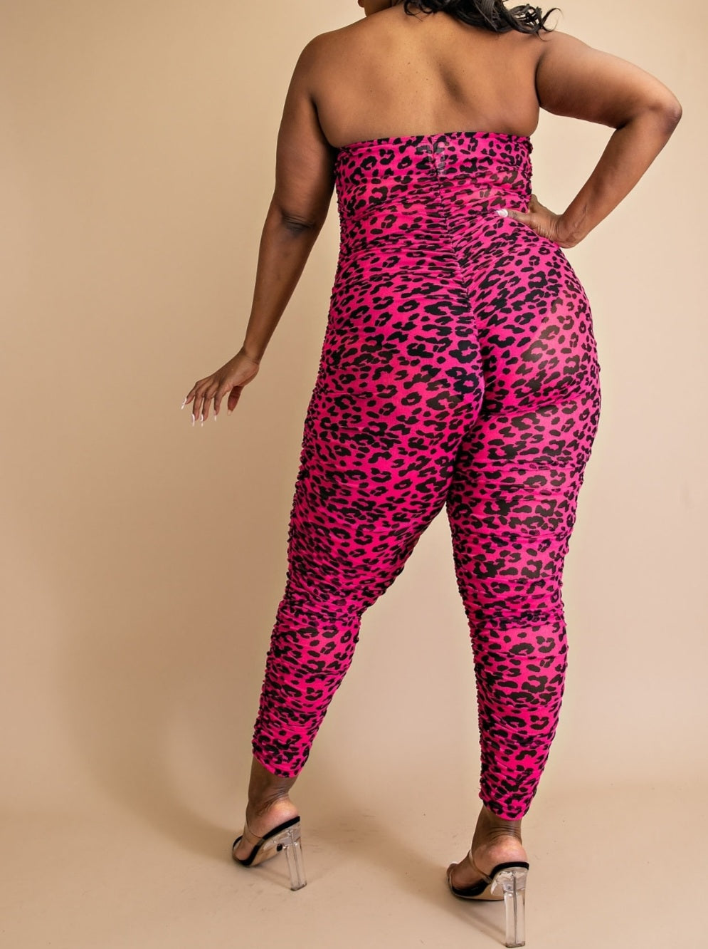 Animal Print Tube Jumpsuit(Belt not included)