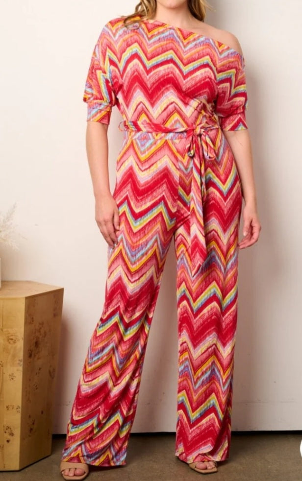 Red Multi-Color Jumpsuit (Plus Size)