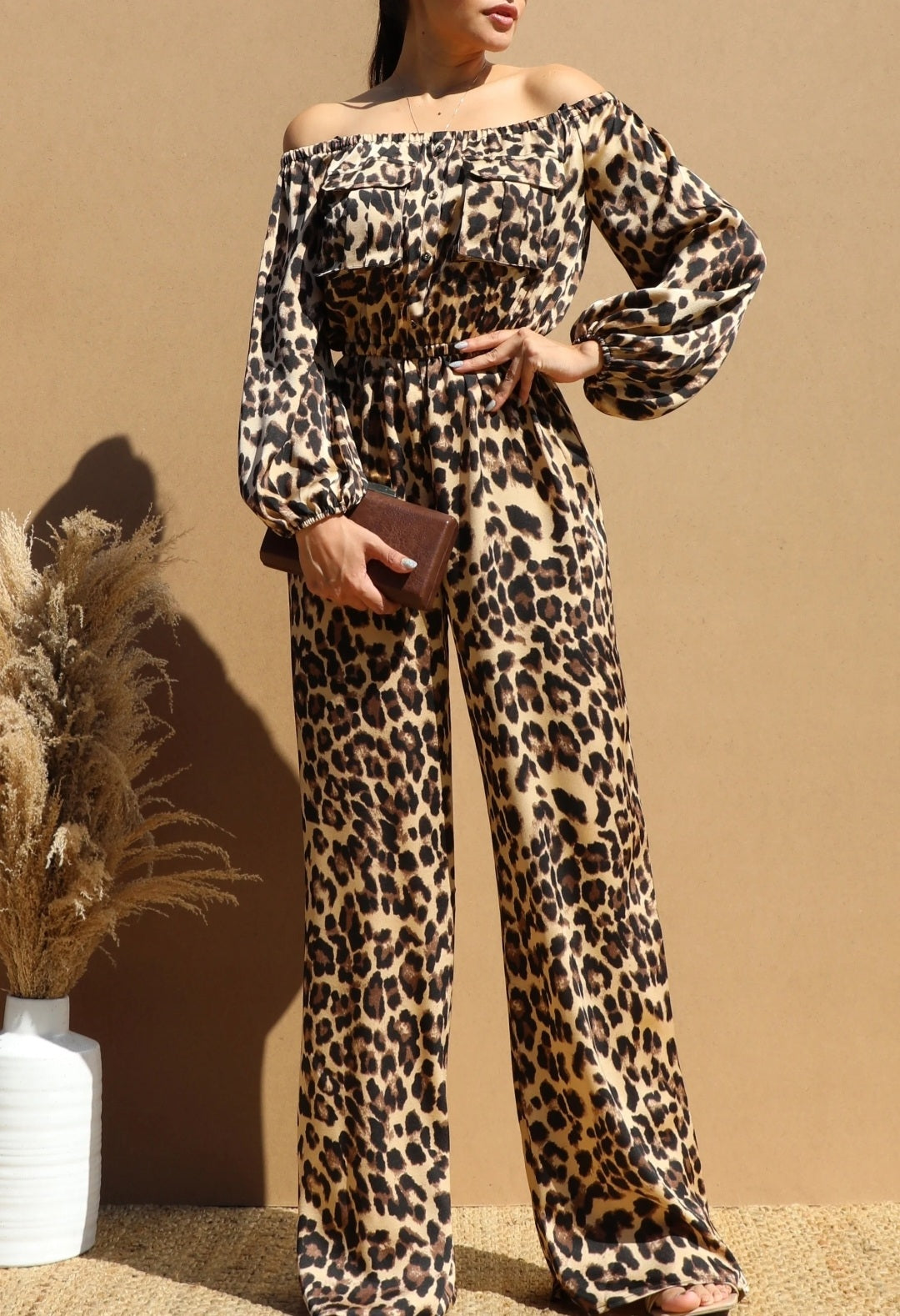 Satin Leopard Jumpsuit