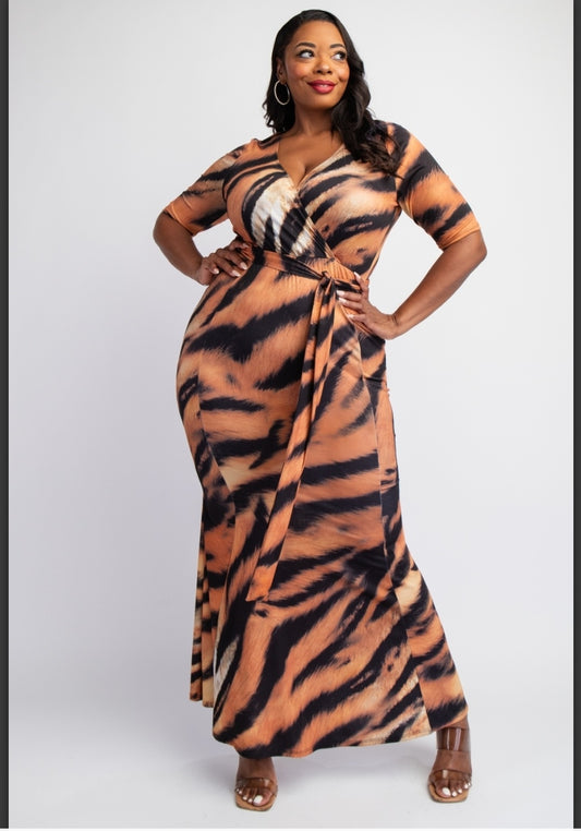 Tiger Print Maxi Dress