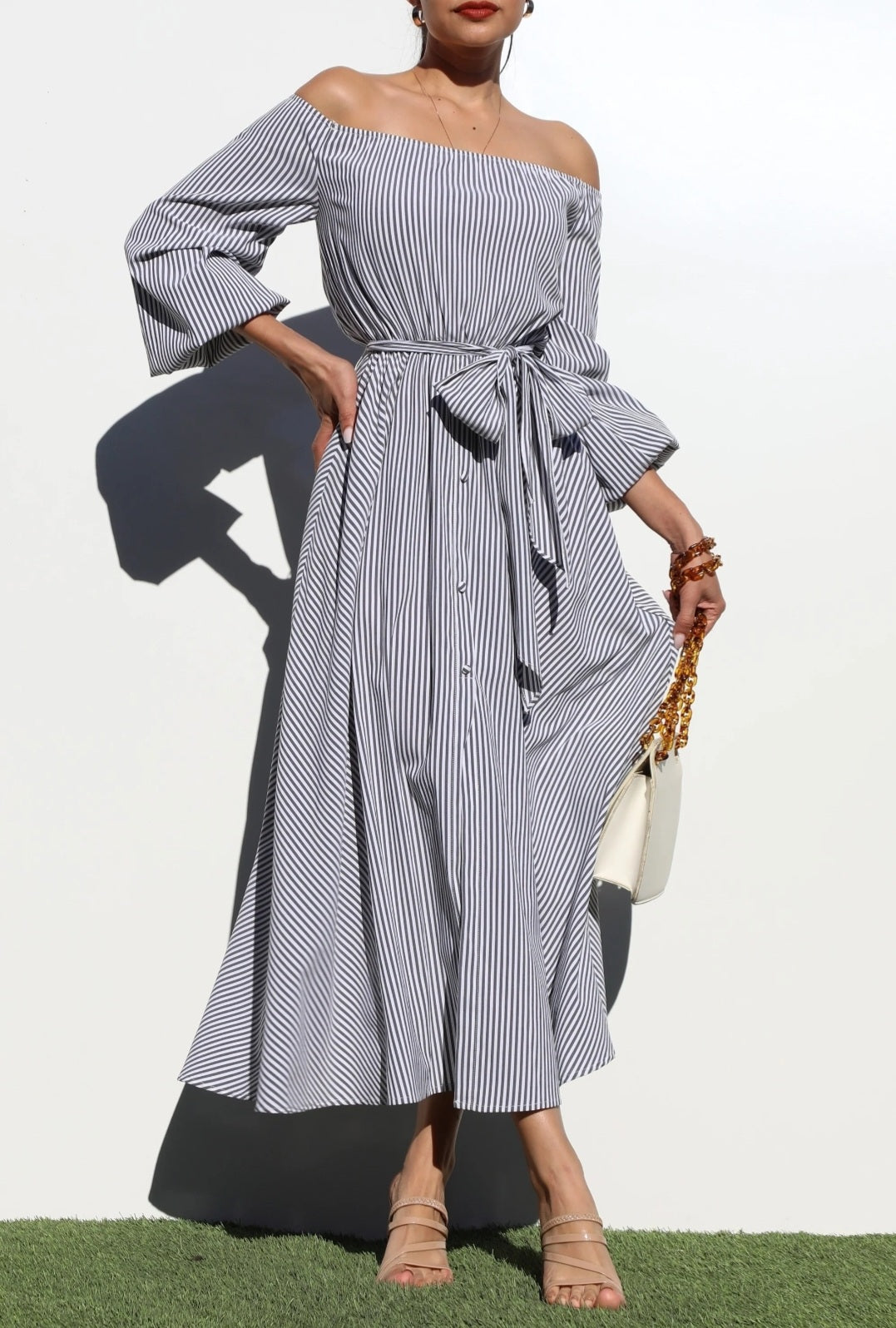 Off The Shoulder Stripe Dress