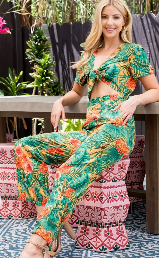 Green Multi Floral Jumpsuit 