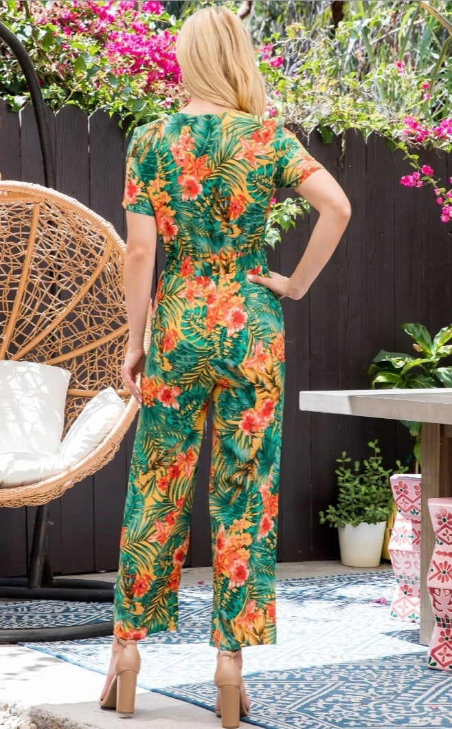 Green Multi Floral Jumpsuit 