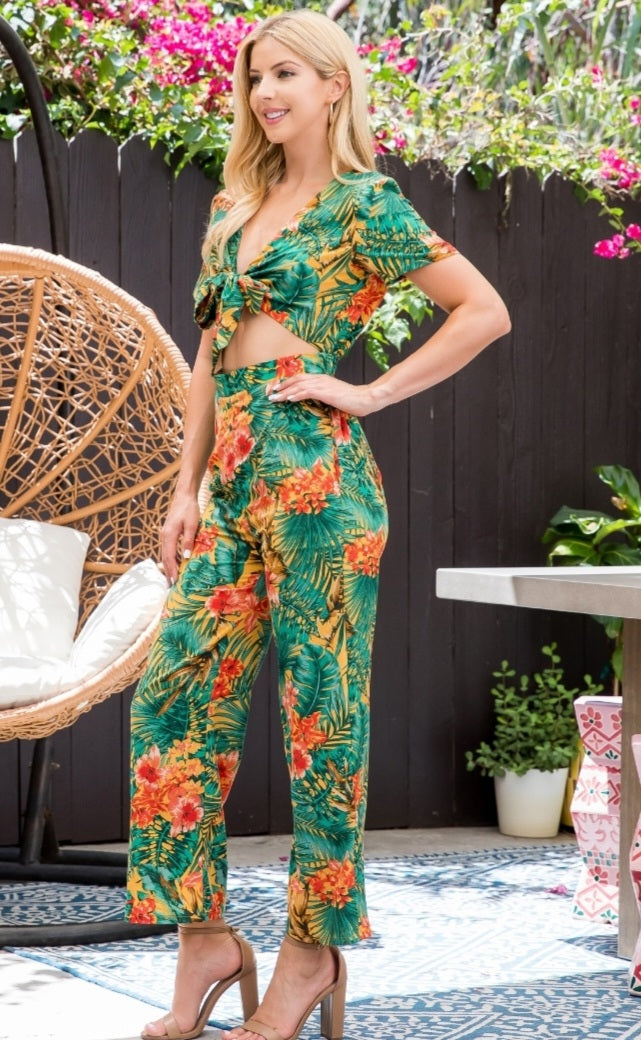 Green Multi Floral Jumpsuit 