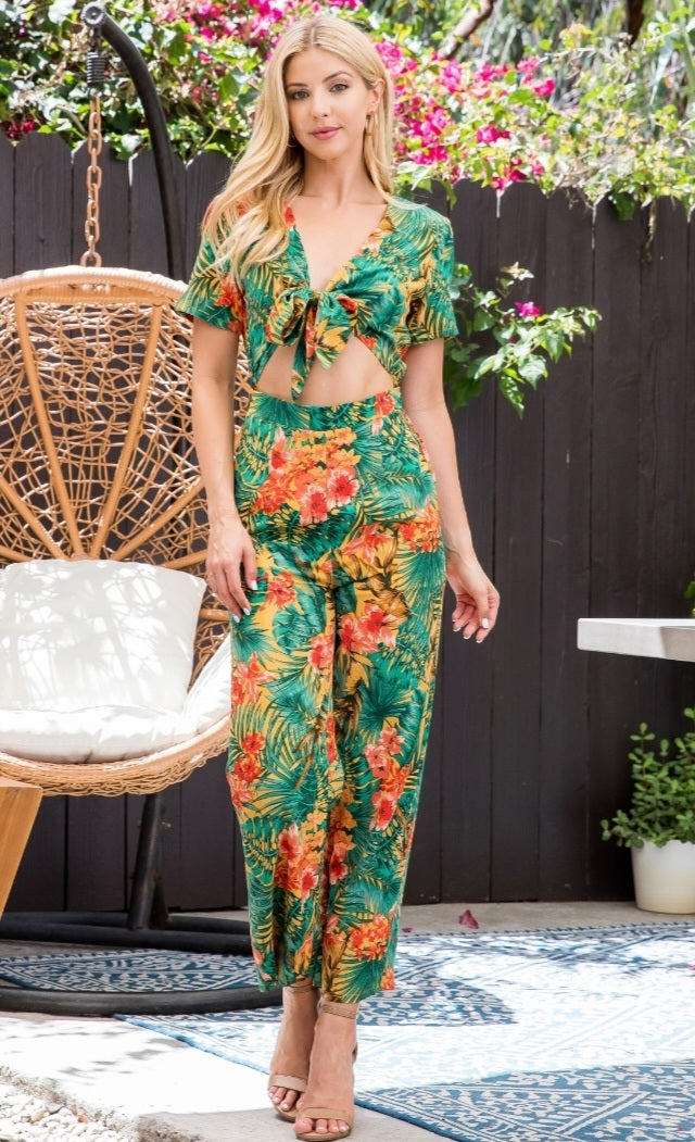 Green Multi Floral Jumpsuit 