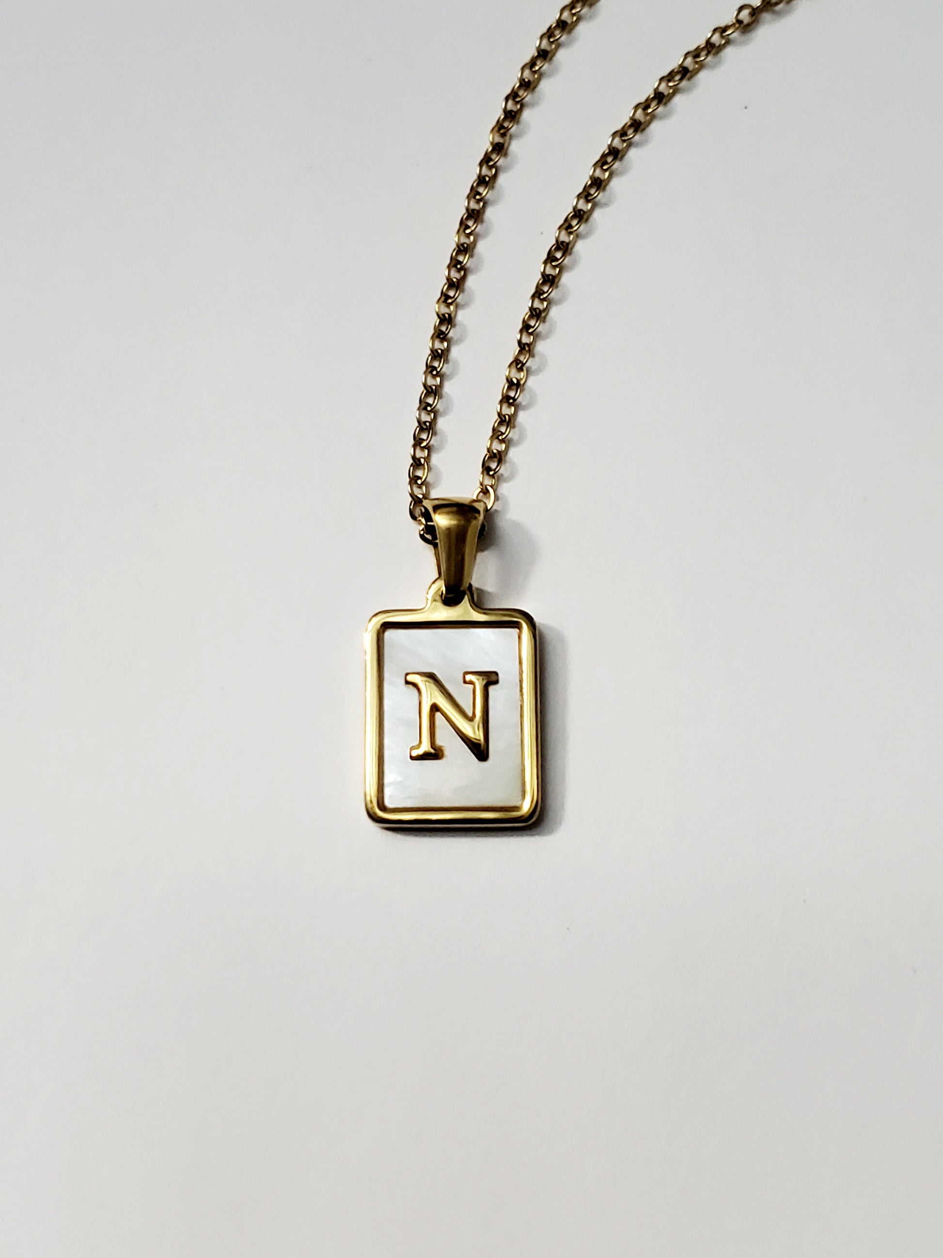 Gold Stainless steel Initial Necklace