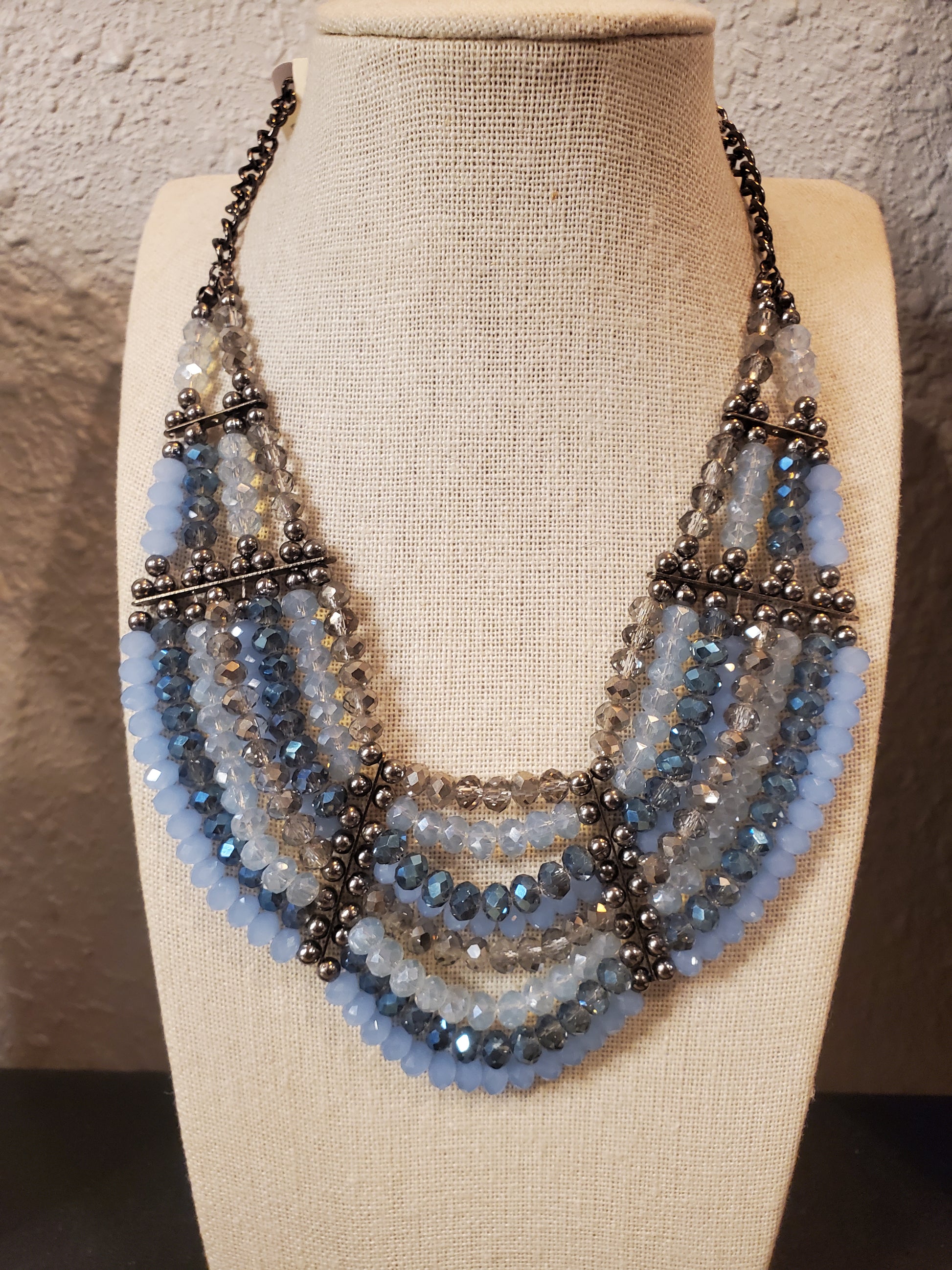 Classy Blinged out Blue Necklace