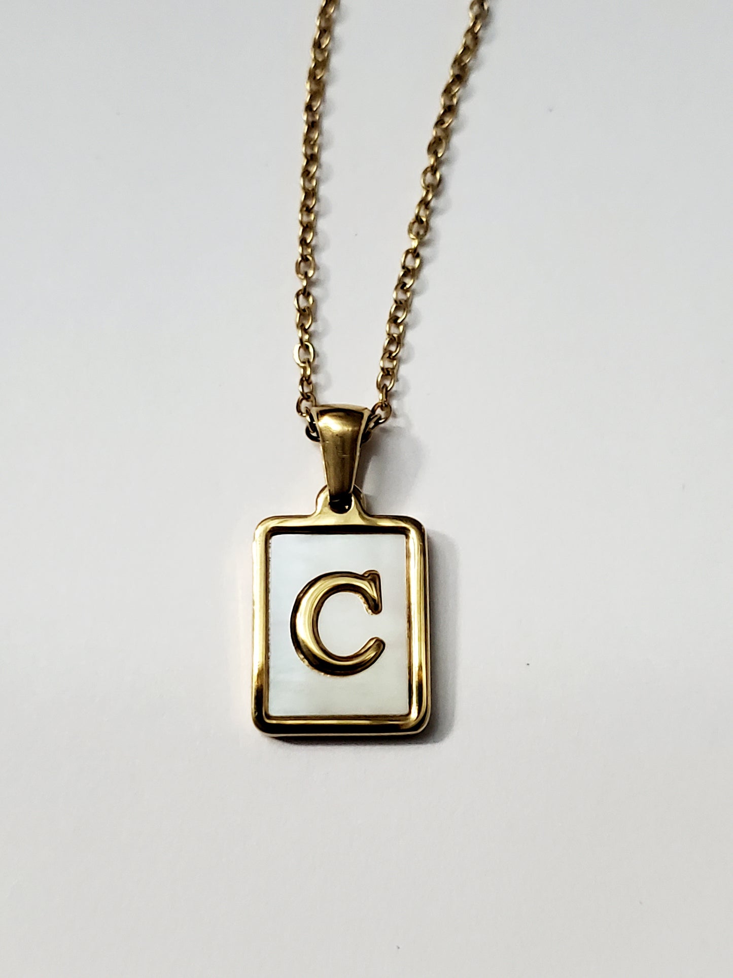 Gold Stainless steel Initial Necklace