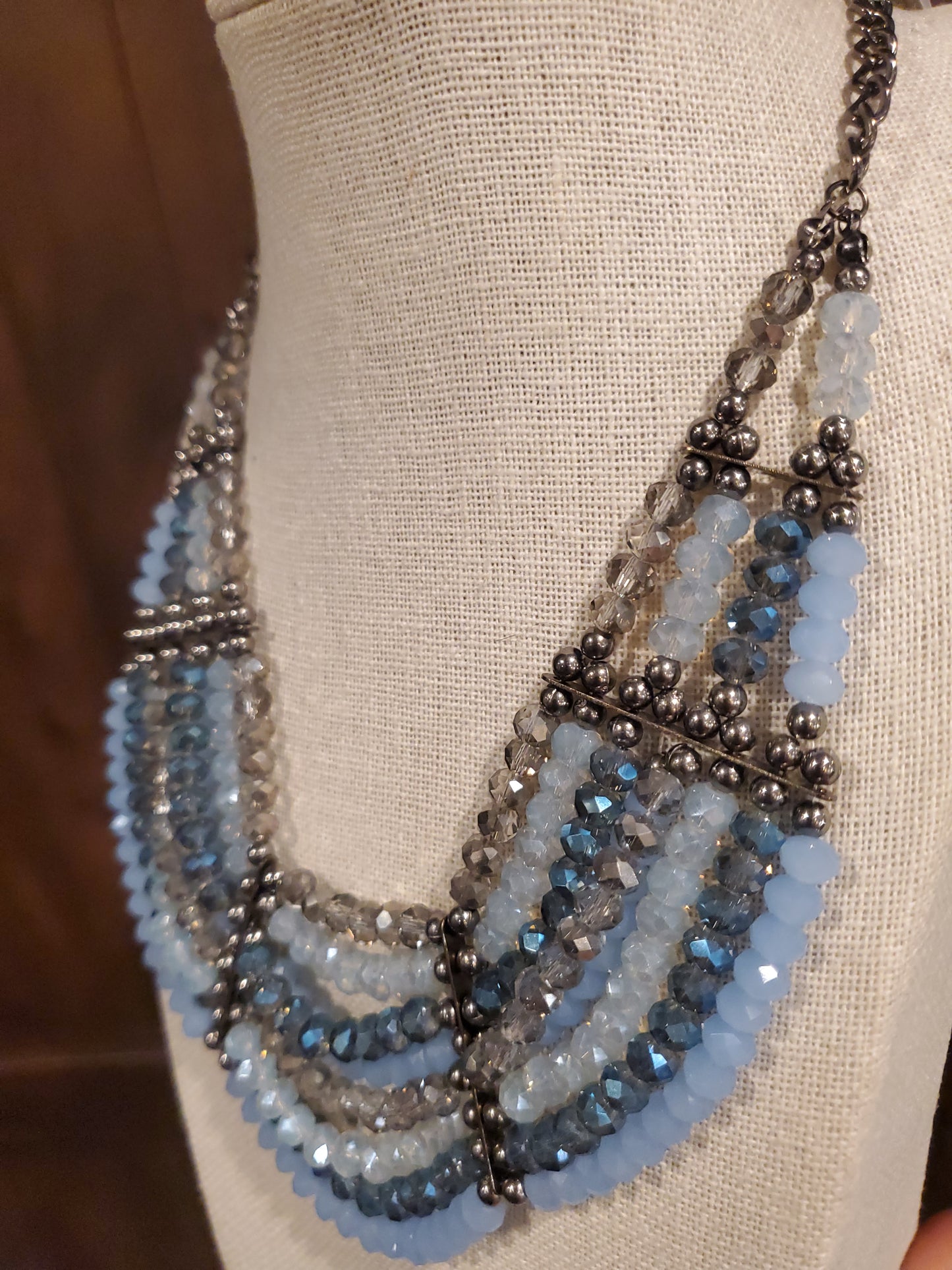 Classy Blinged out Blue Necklace