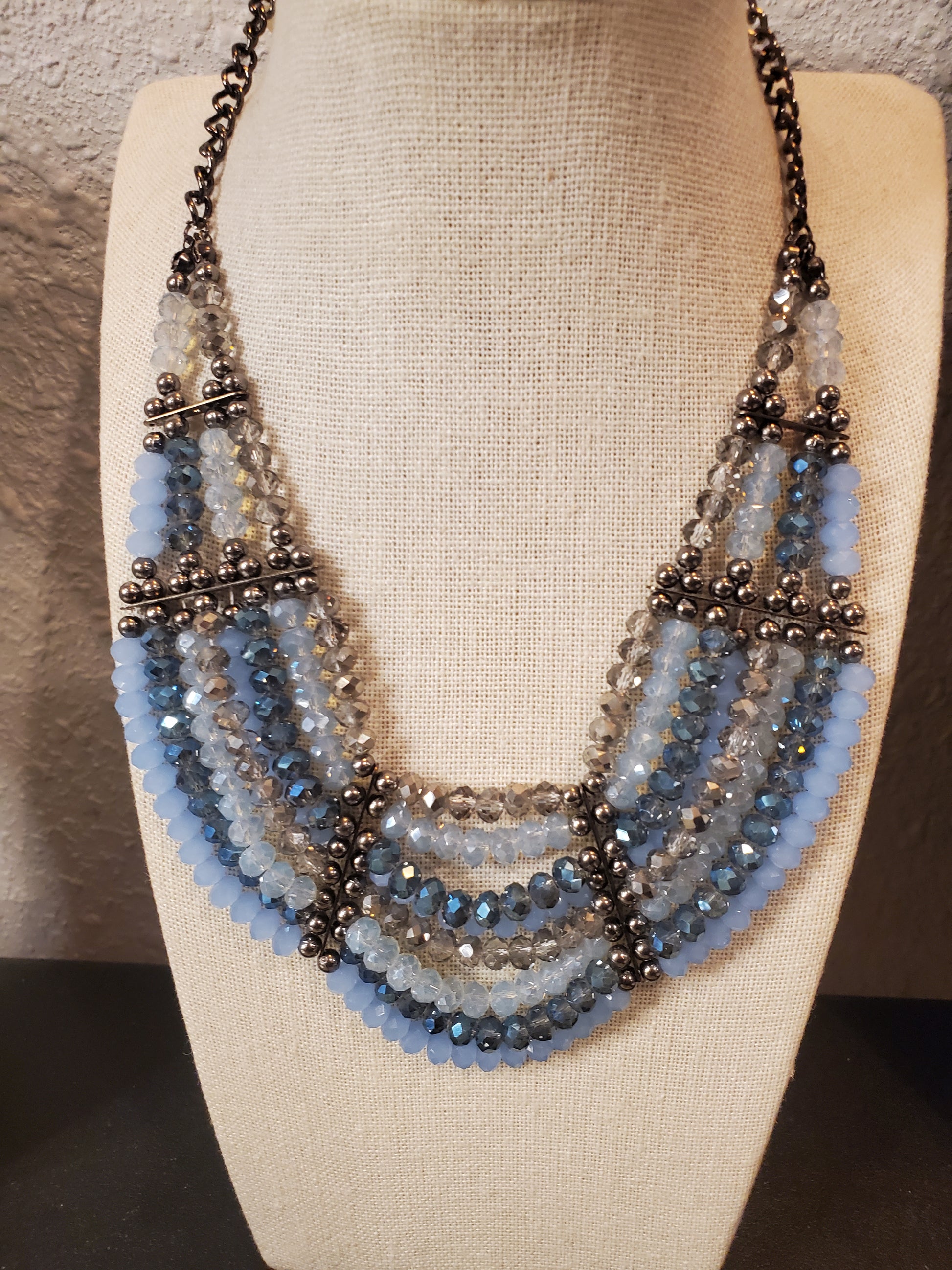 Classy Blinged out Blue Necklace