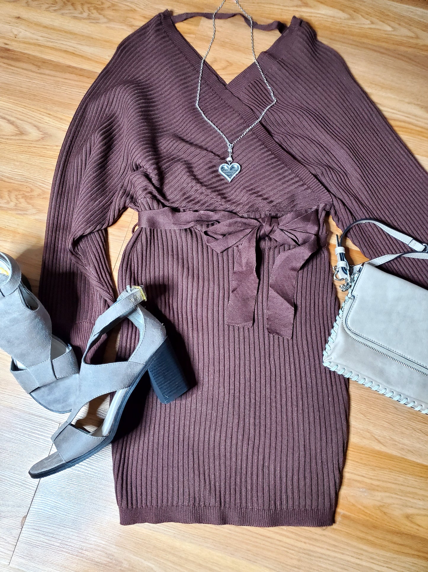 Off Shoulder Wrap Knit Dress