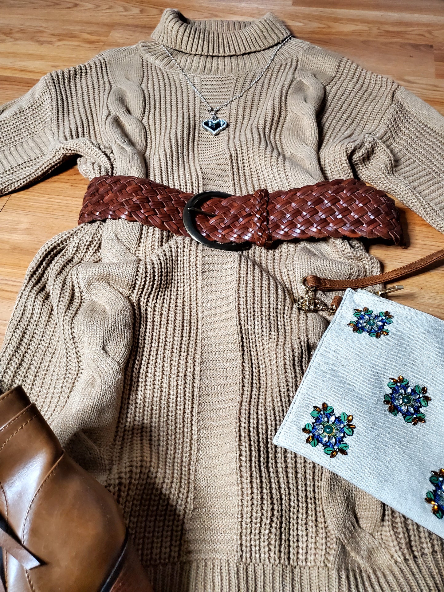 Cable knit sweater dress 