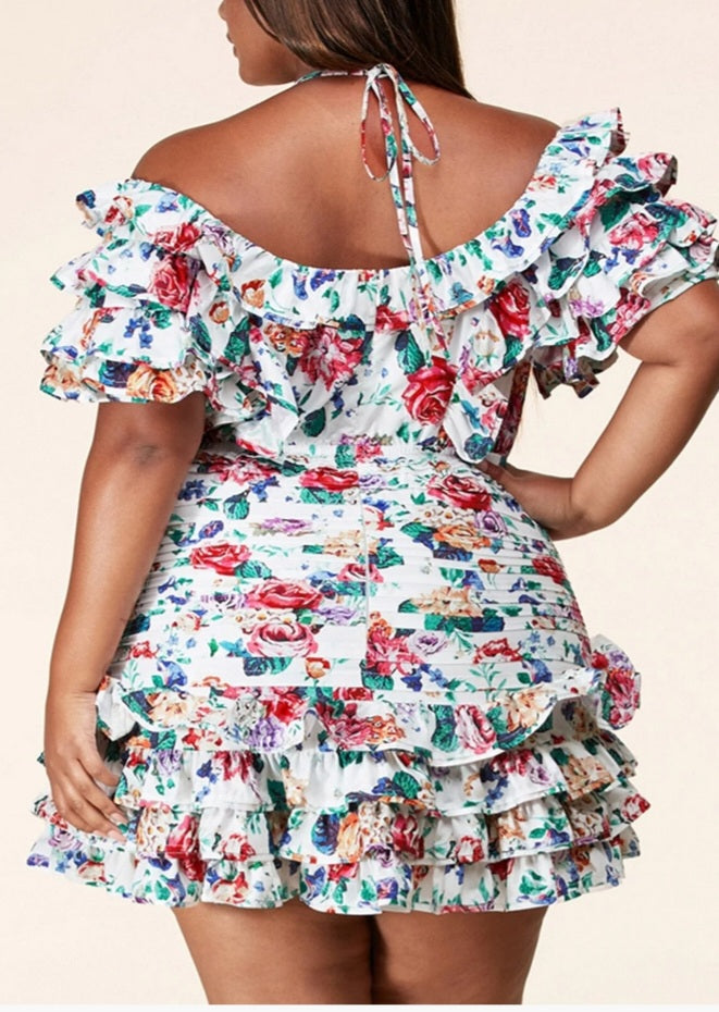 Ruffle Floral Mini Dress